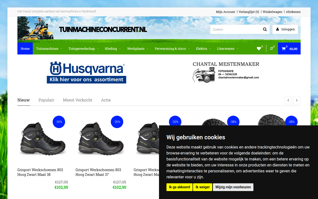 Screenshot van tuinmachineconcurrent.nl