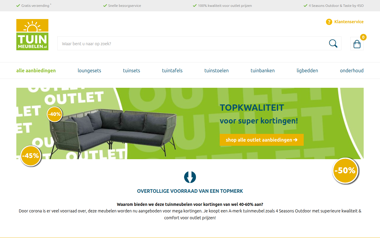 Screenshot van tuinmeubelen.nl