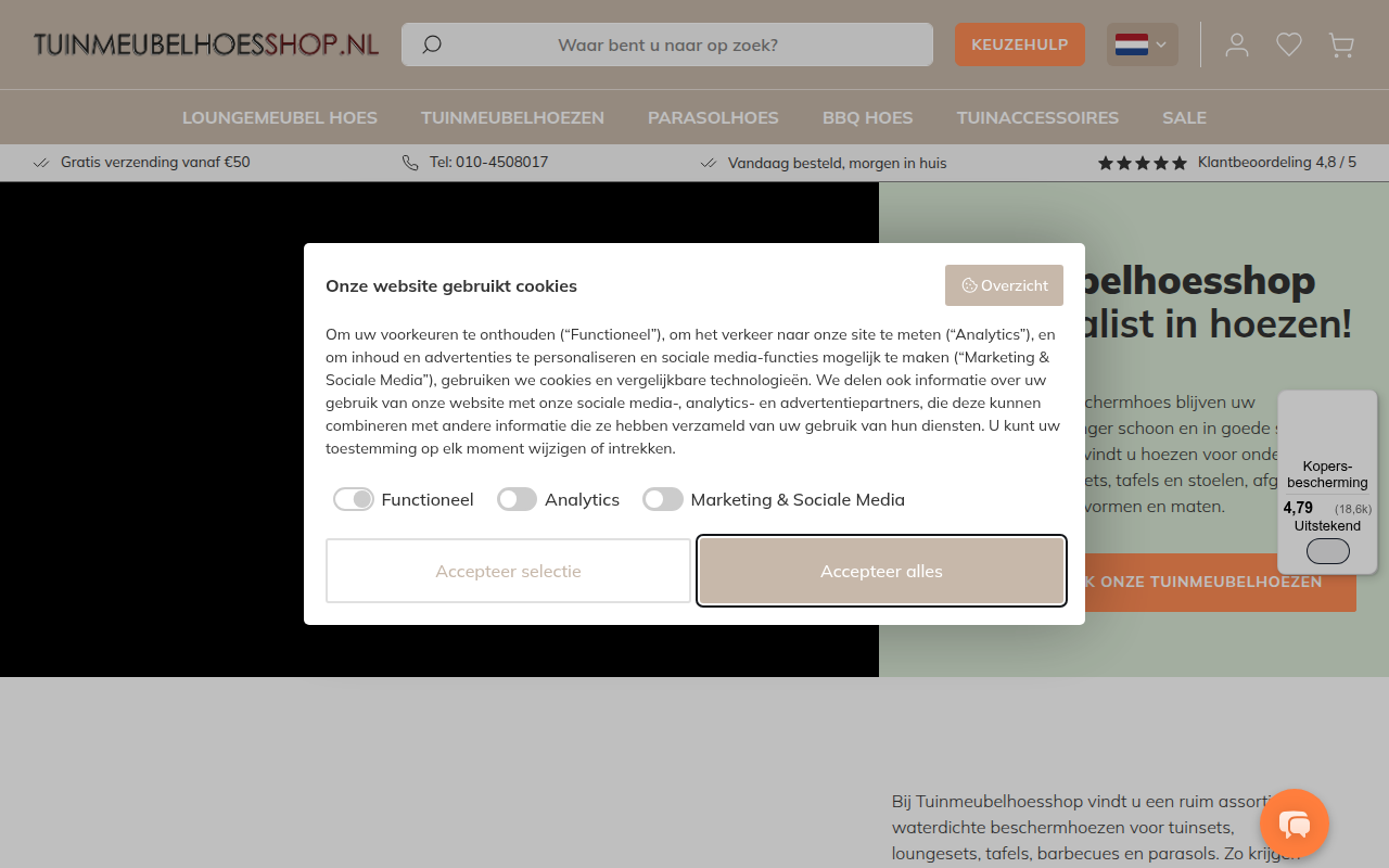 Screenshot van tuinmeubelhoesshop.nl