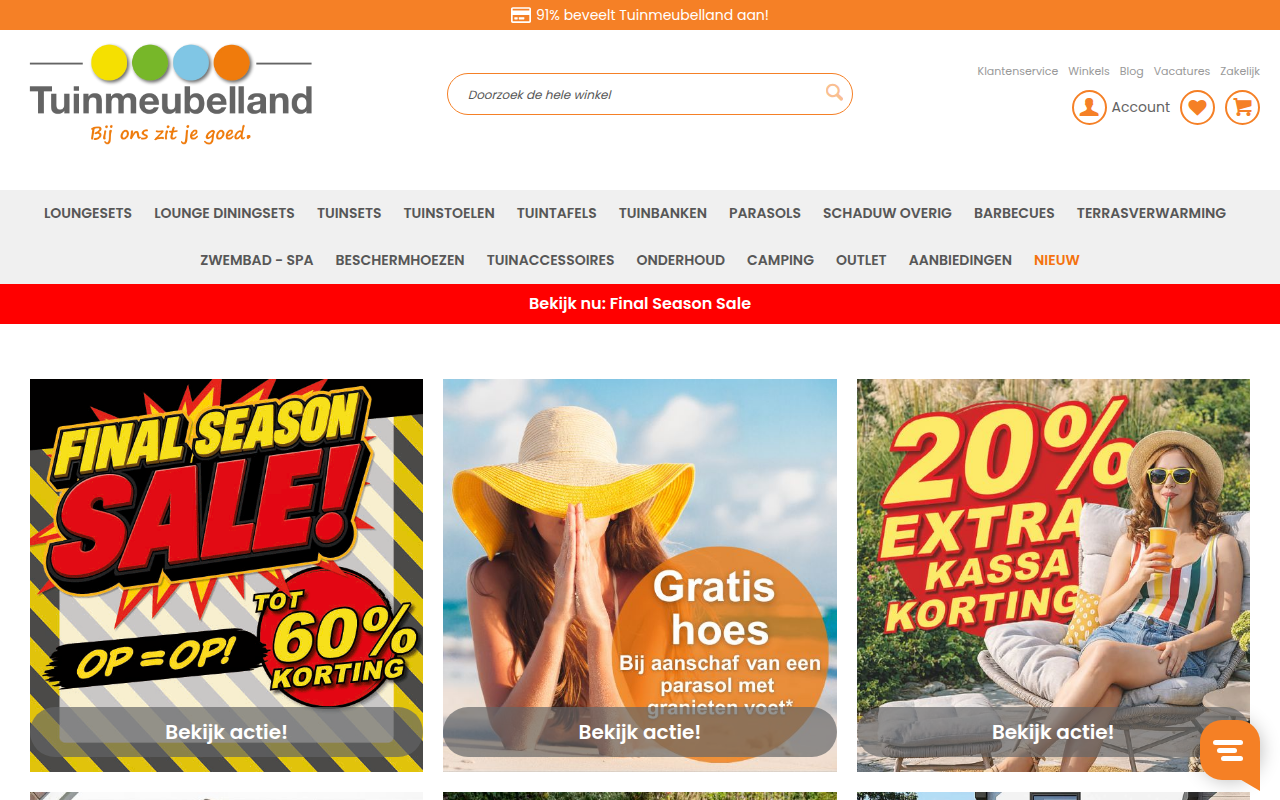 Screenshot van tuinmeubelland.nl
