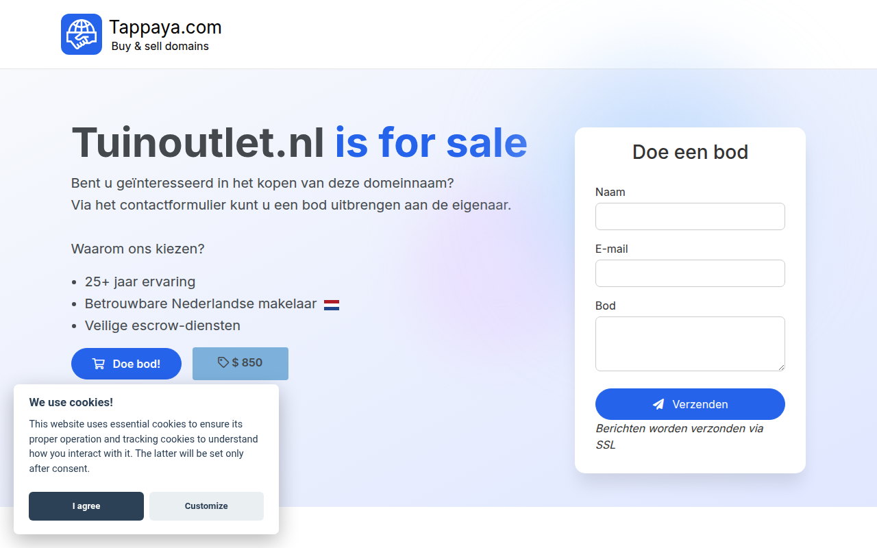 Screenshot van tuinoutlet.nl