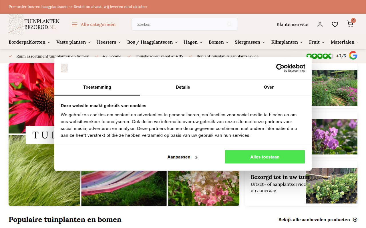 Screenshot van tuinplantenbezorgd.nl