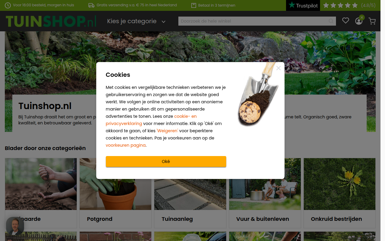 Screenshot van tuinshop.nl