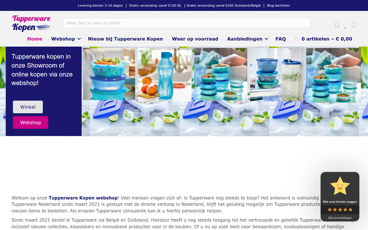Screenshot van tupperwarekopen.nl