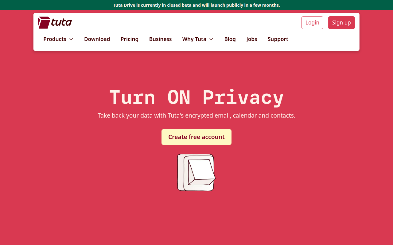 Screenshot van tuta.com