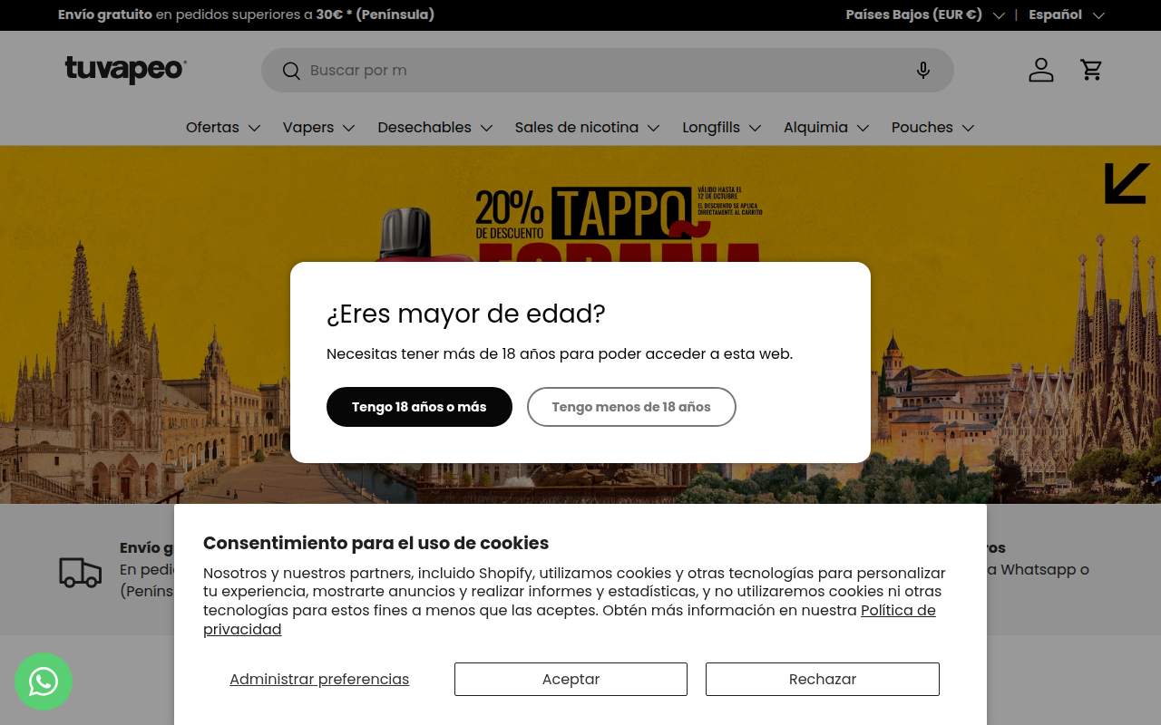 Screenshot van tuvapeo.com
