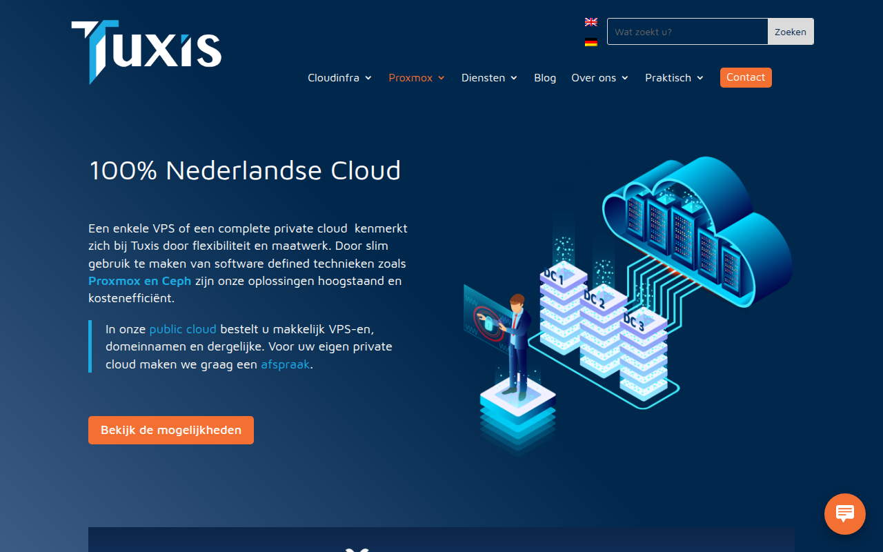 Screenshot van tuxis.nl