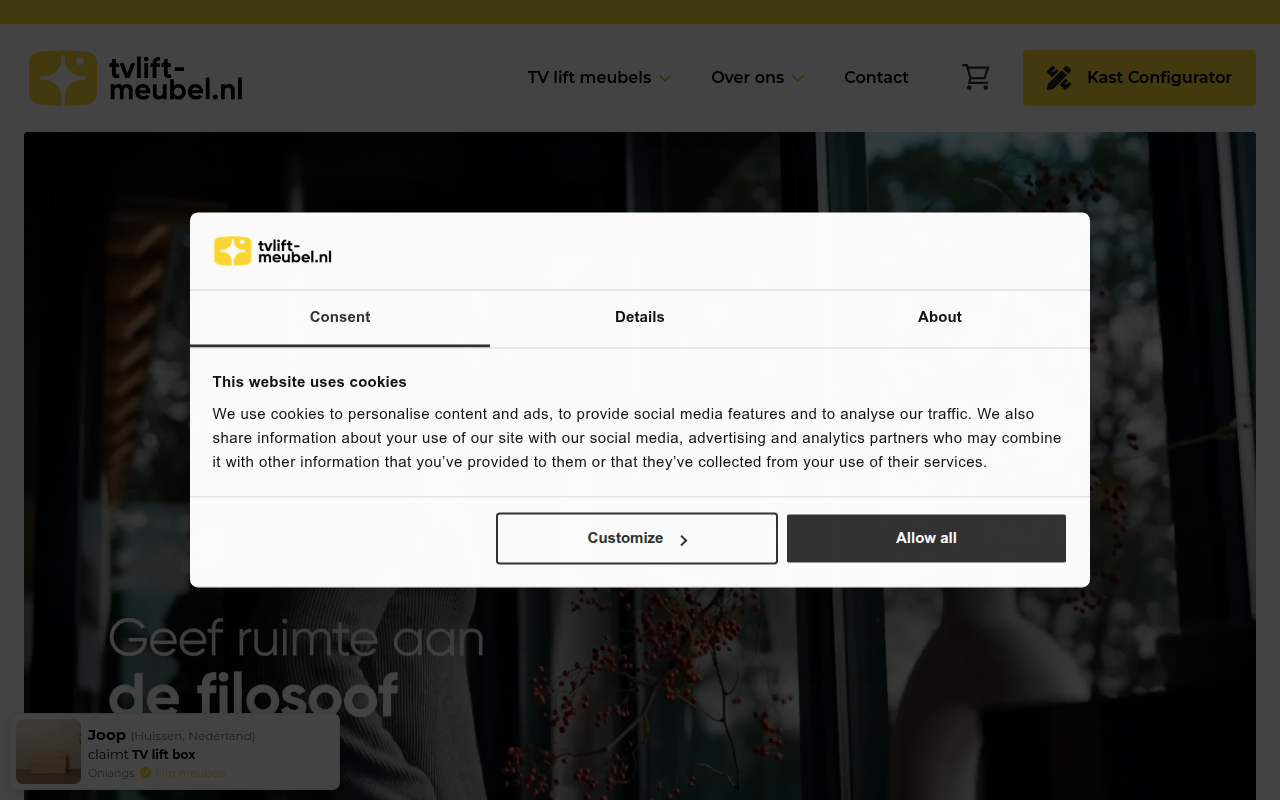 Screenshot van tvlift-meubel.nl