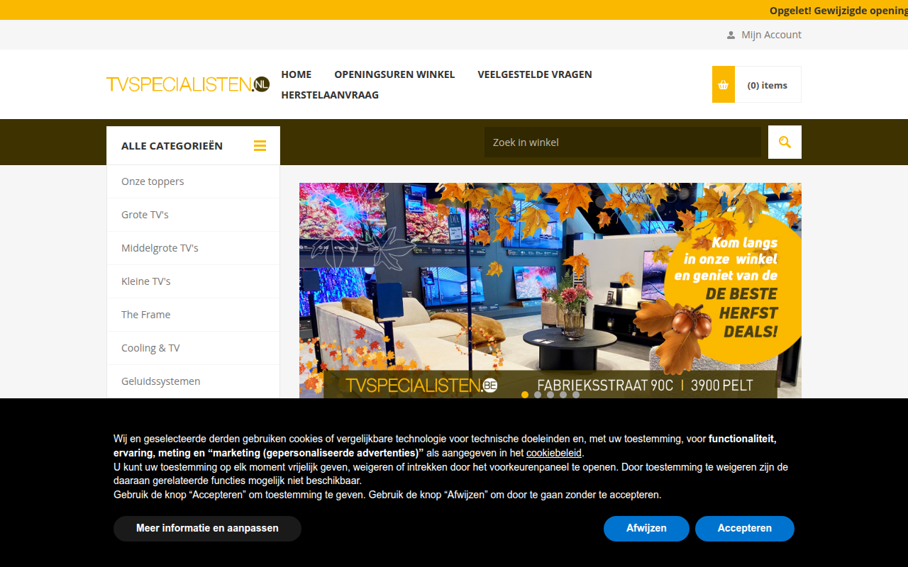 Screenshot van tvspecialisten.nl