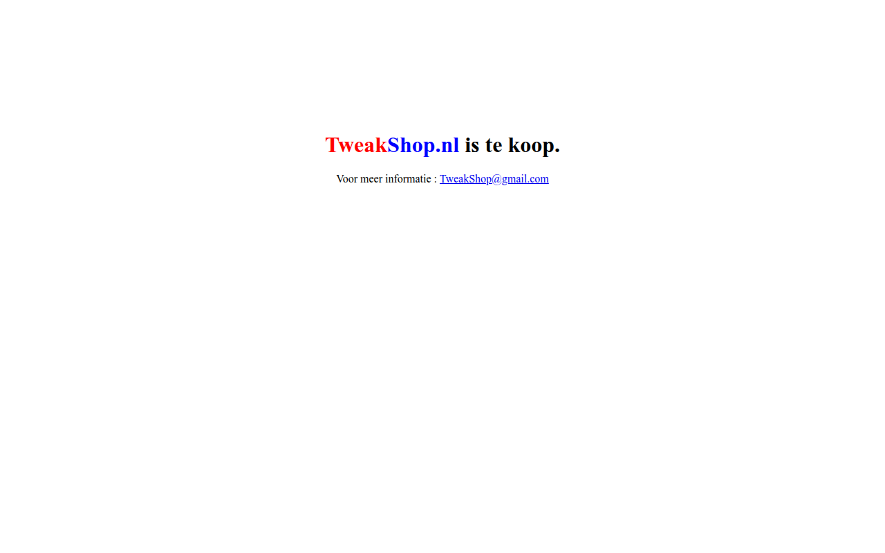 Screenshot van tweakshop.nl