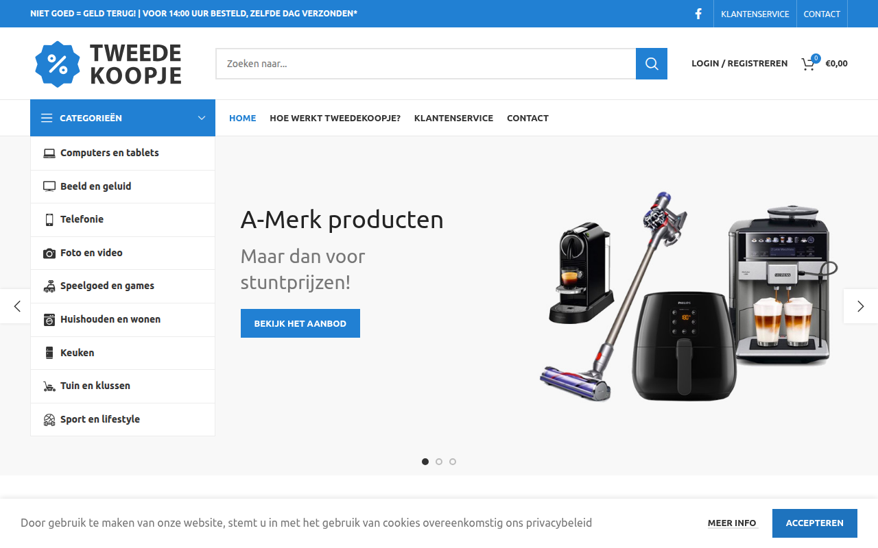 Screenshot van tweedekoopje.nl