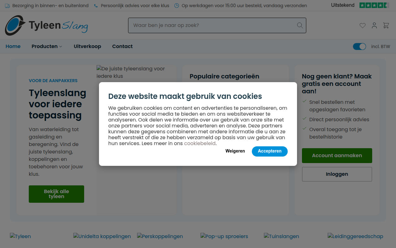 Screenshot van tyleenslang.nl