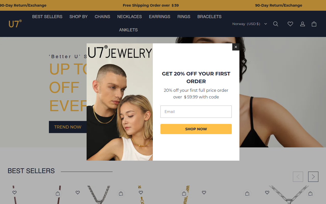 Screenshot van u7jewelry.com