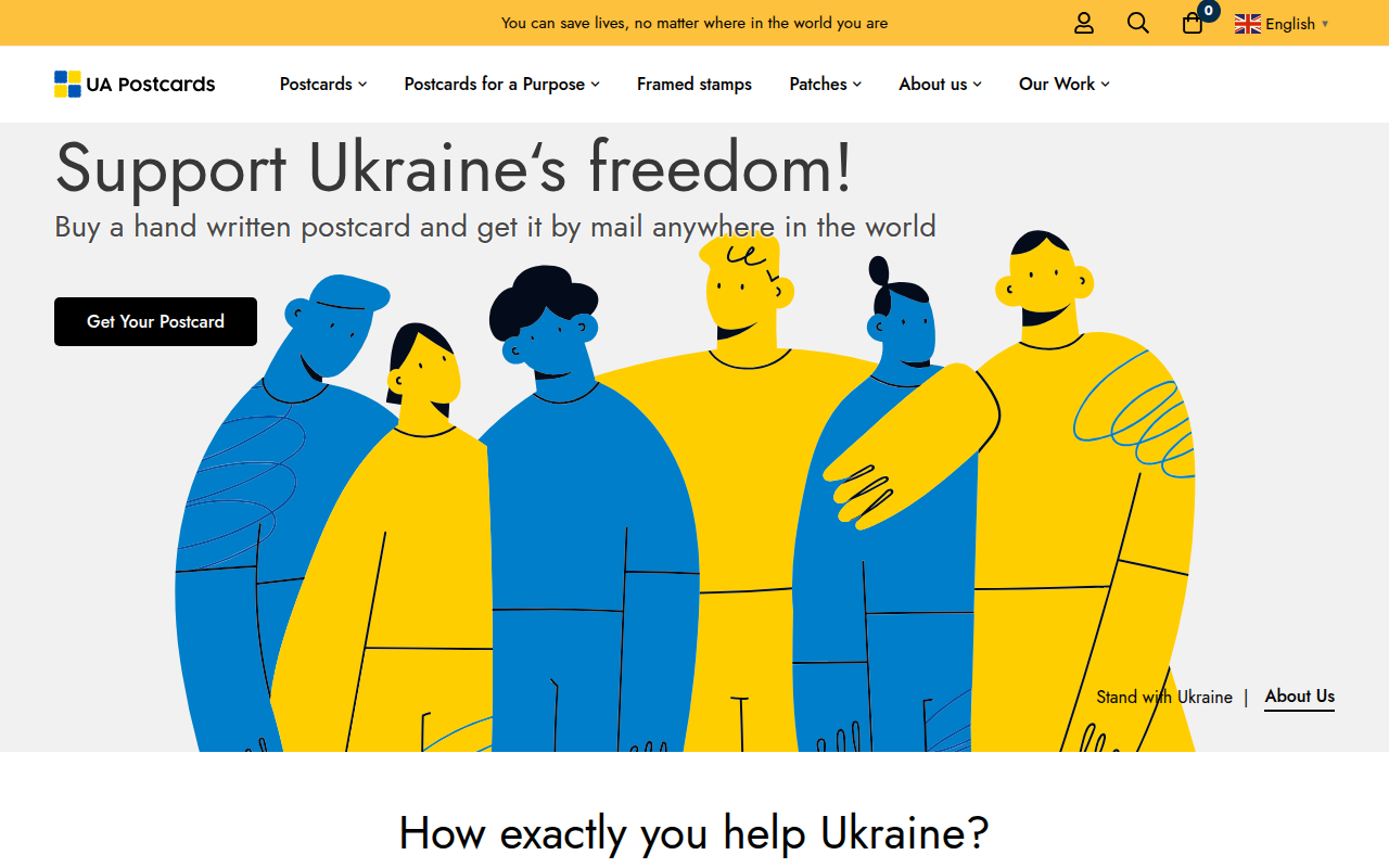 Screenshot van uapostcards.org