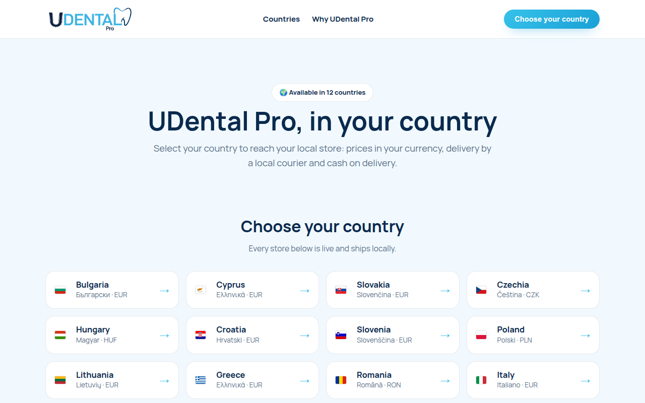 Screenshot van udentalpro.com