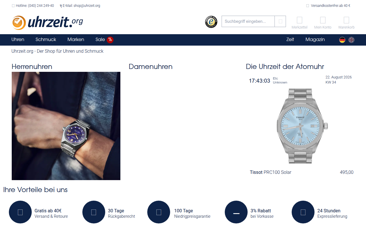 Screenshot van uhrzeit.org