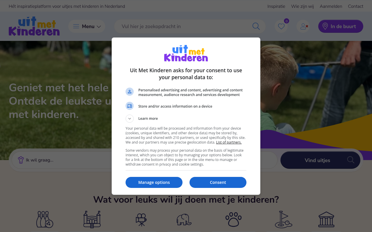 Screenshot van uitmetkinderen.nl