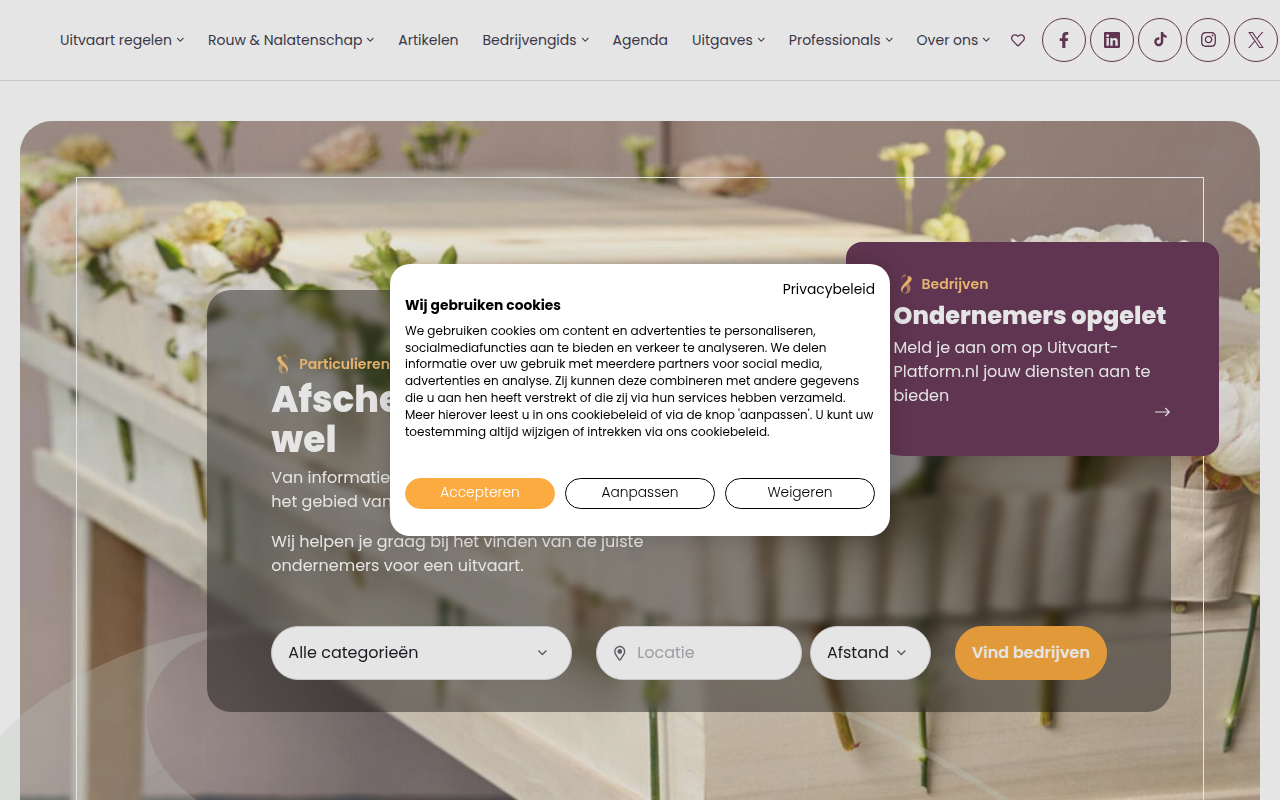 Screenshot van uitvaart-platform.nl