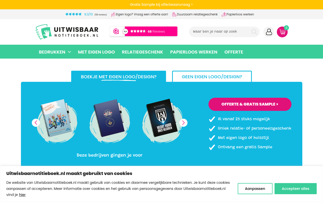 Screenshot van uitwisbaarnotitieboek.nl