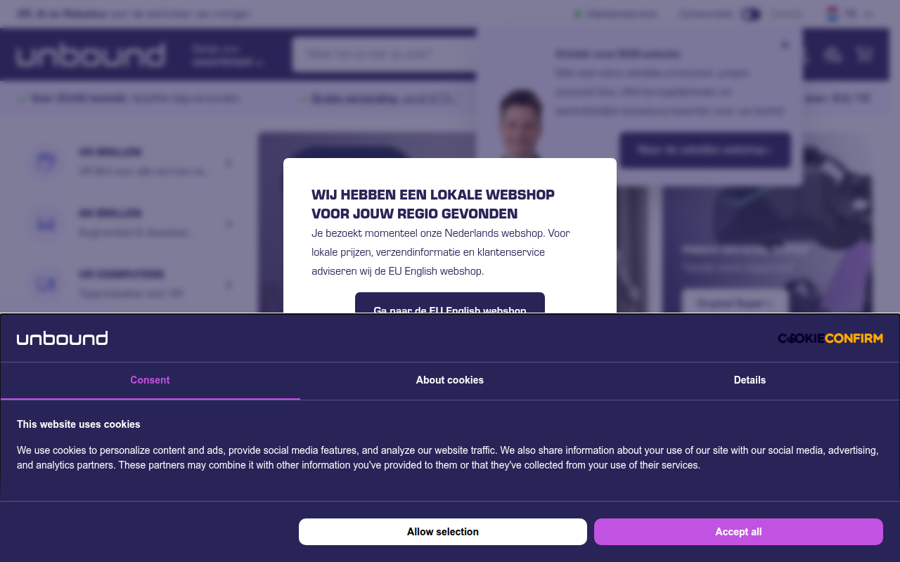 Screenshot van unboundxr.nl