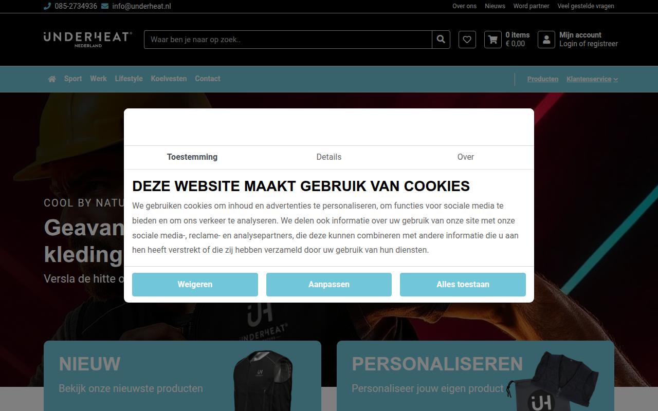 Screenshot van underheat.nl