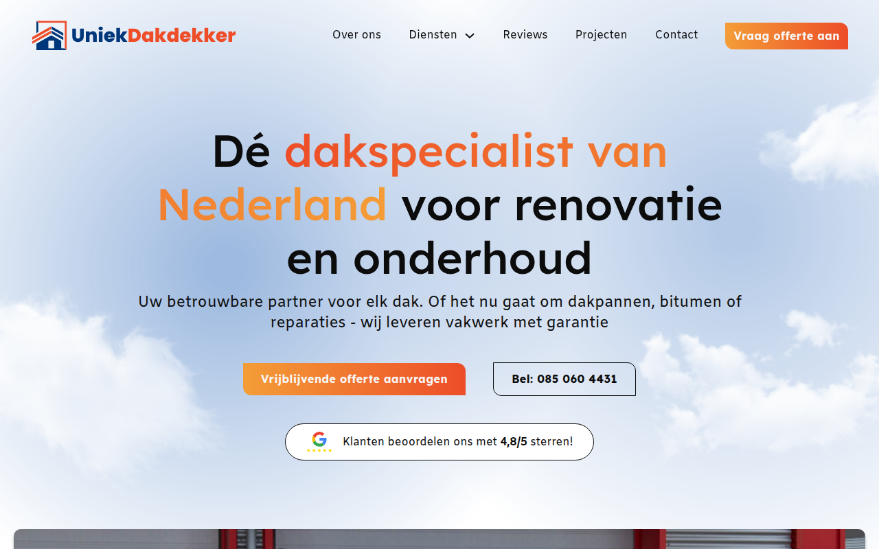 Screenshot van uniekdak.nl