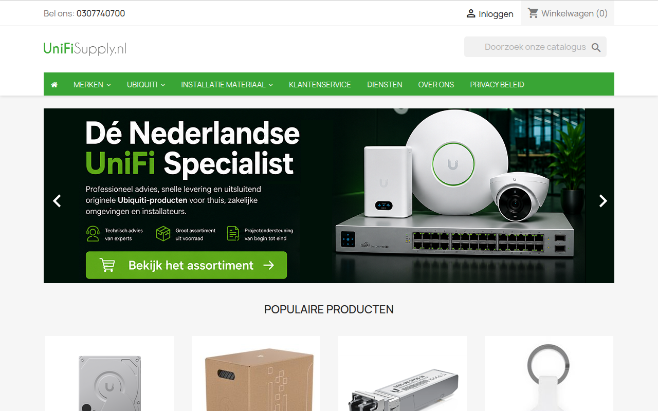 Screenshot van unifisupply.nl