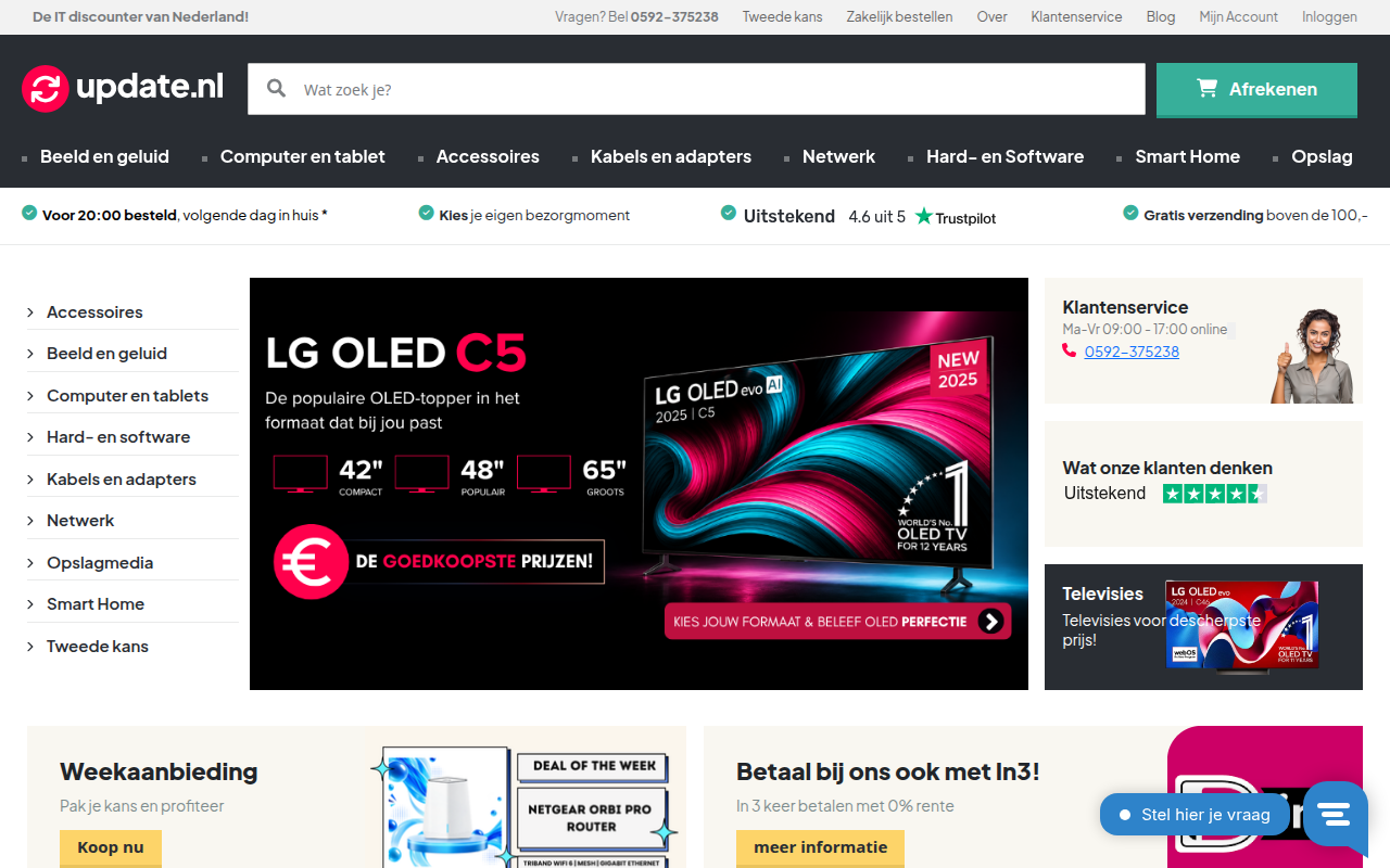 Screenshot van update.nl