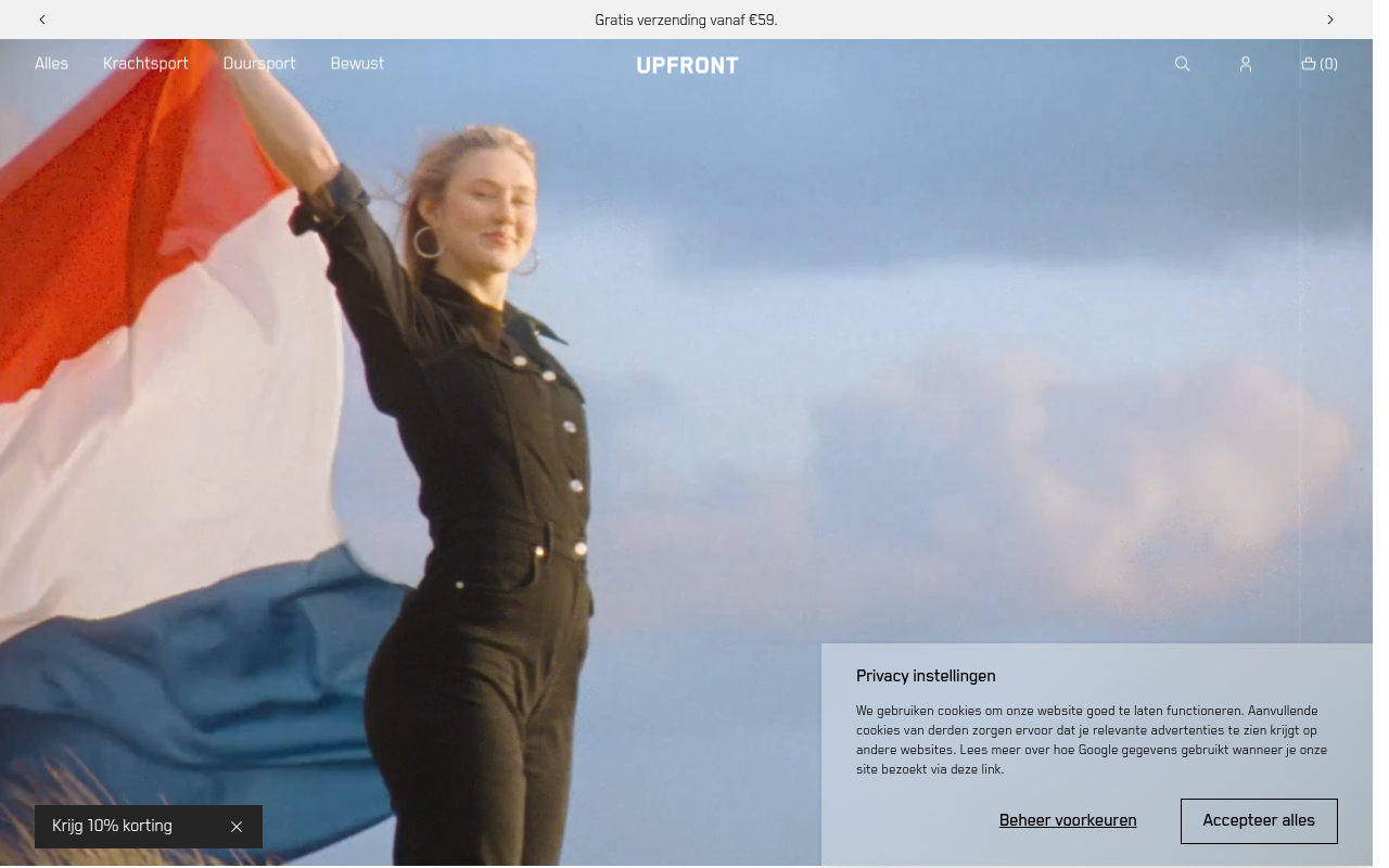 Screenshot van upfront.nl