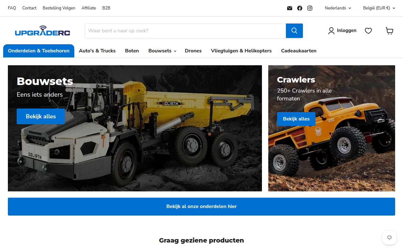 Screenshot van upgraderc.be