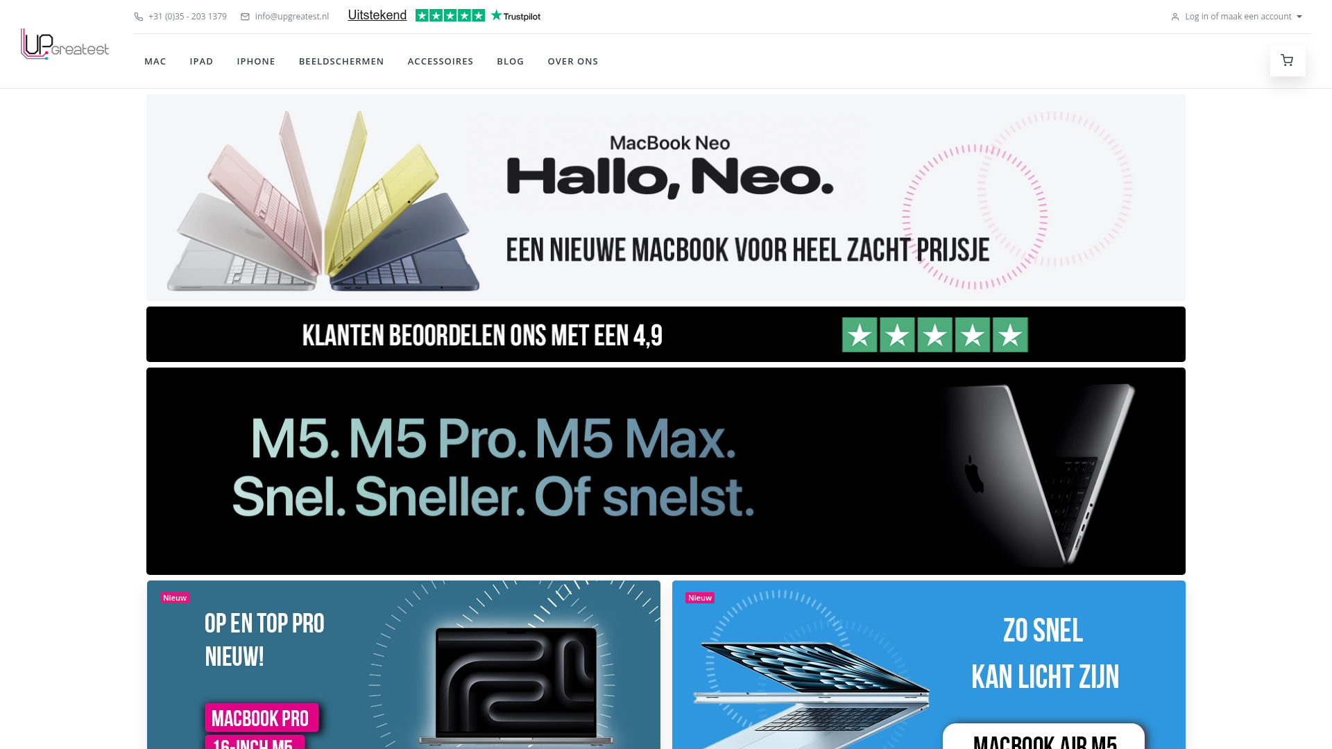 Screenshot van upgreatest.nl