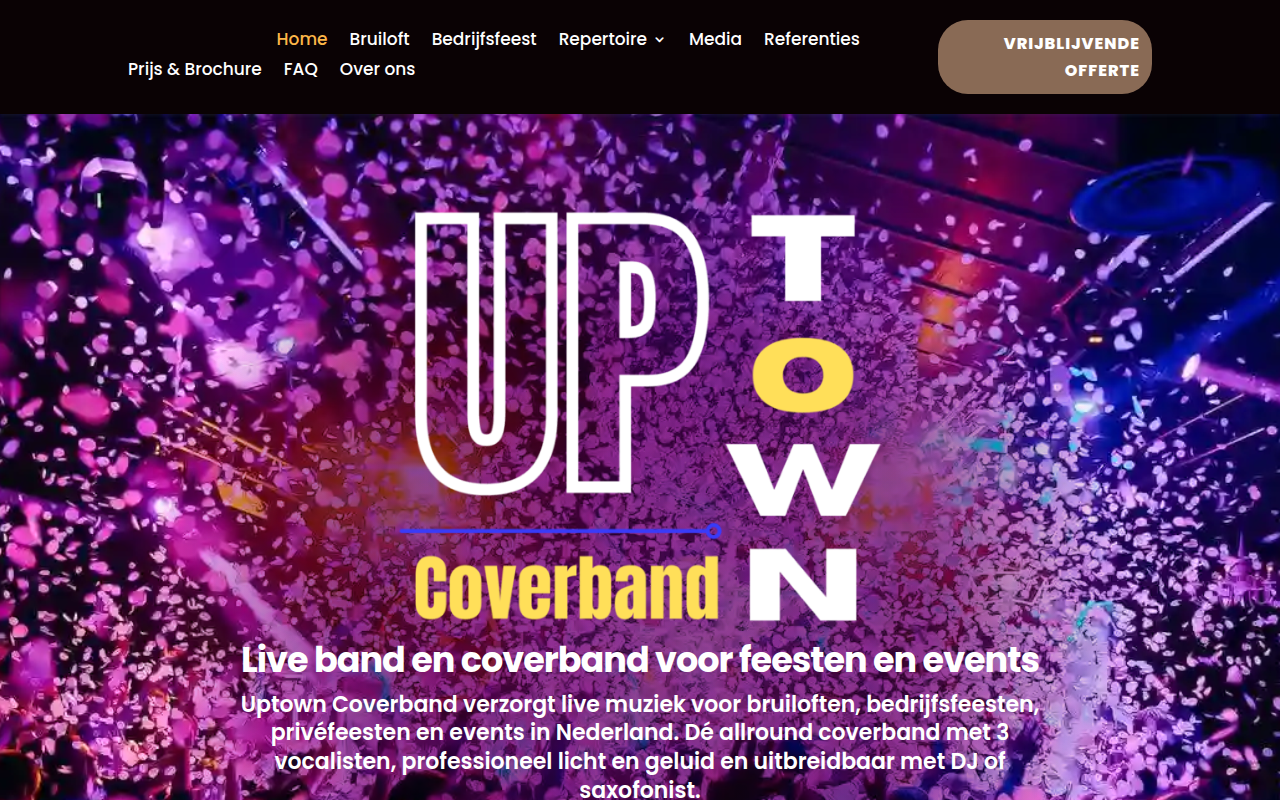 Screenshot van uptowncoverband.nl