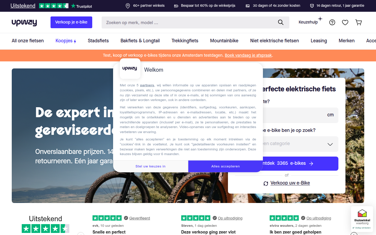 Screenshot van upway.nl