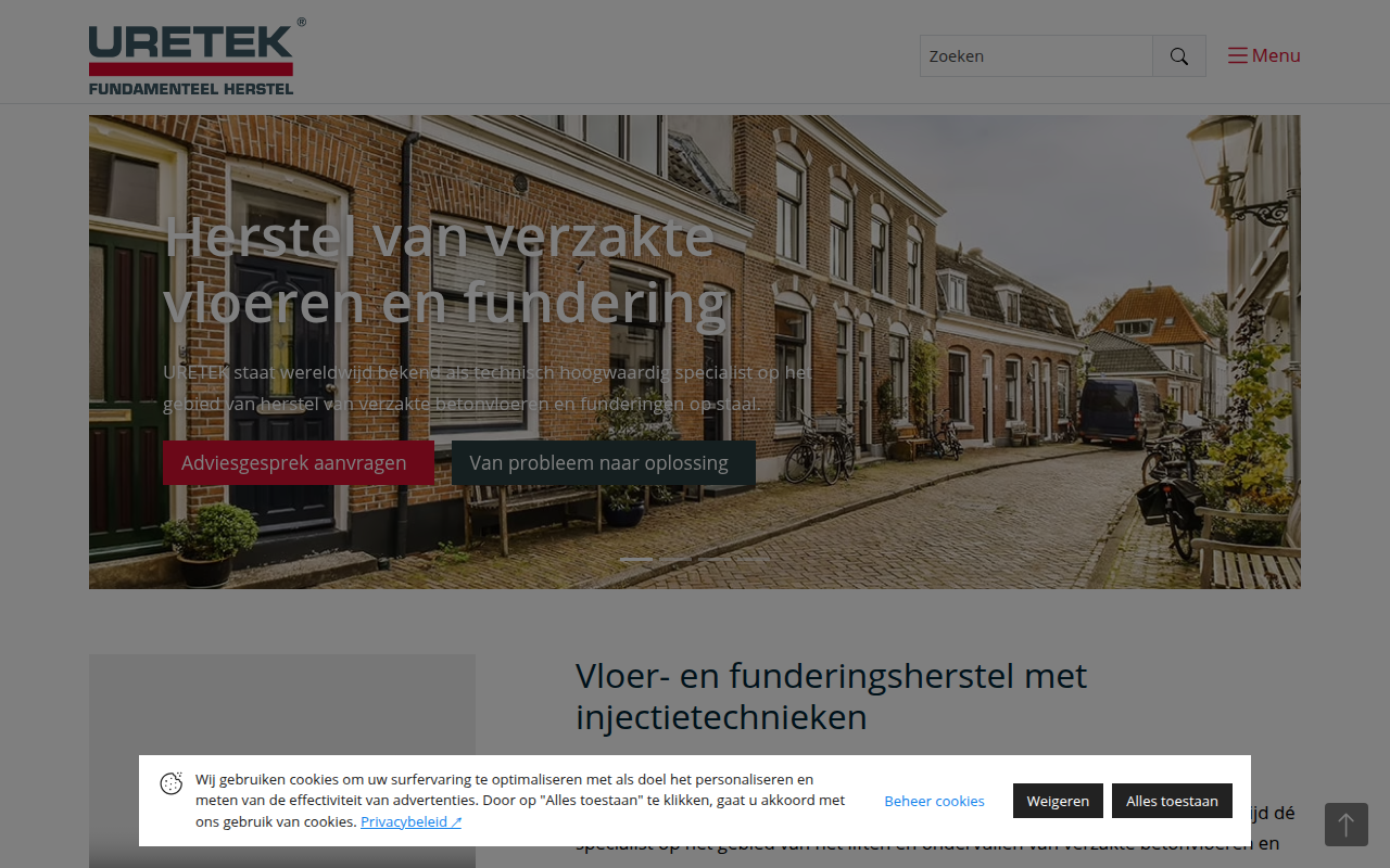 Screenshot van uretek.nl
