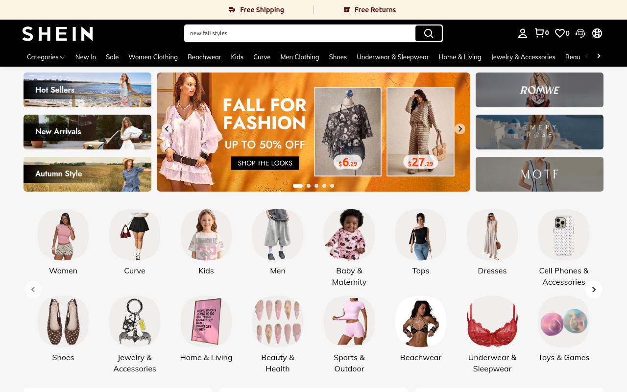 Screenshot van Women's Clothing, Women Fashion Sale | SHEIN USA