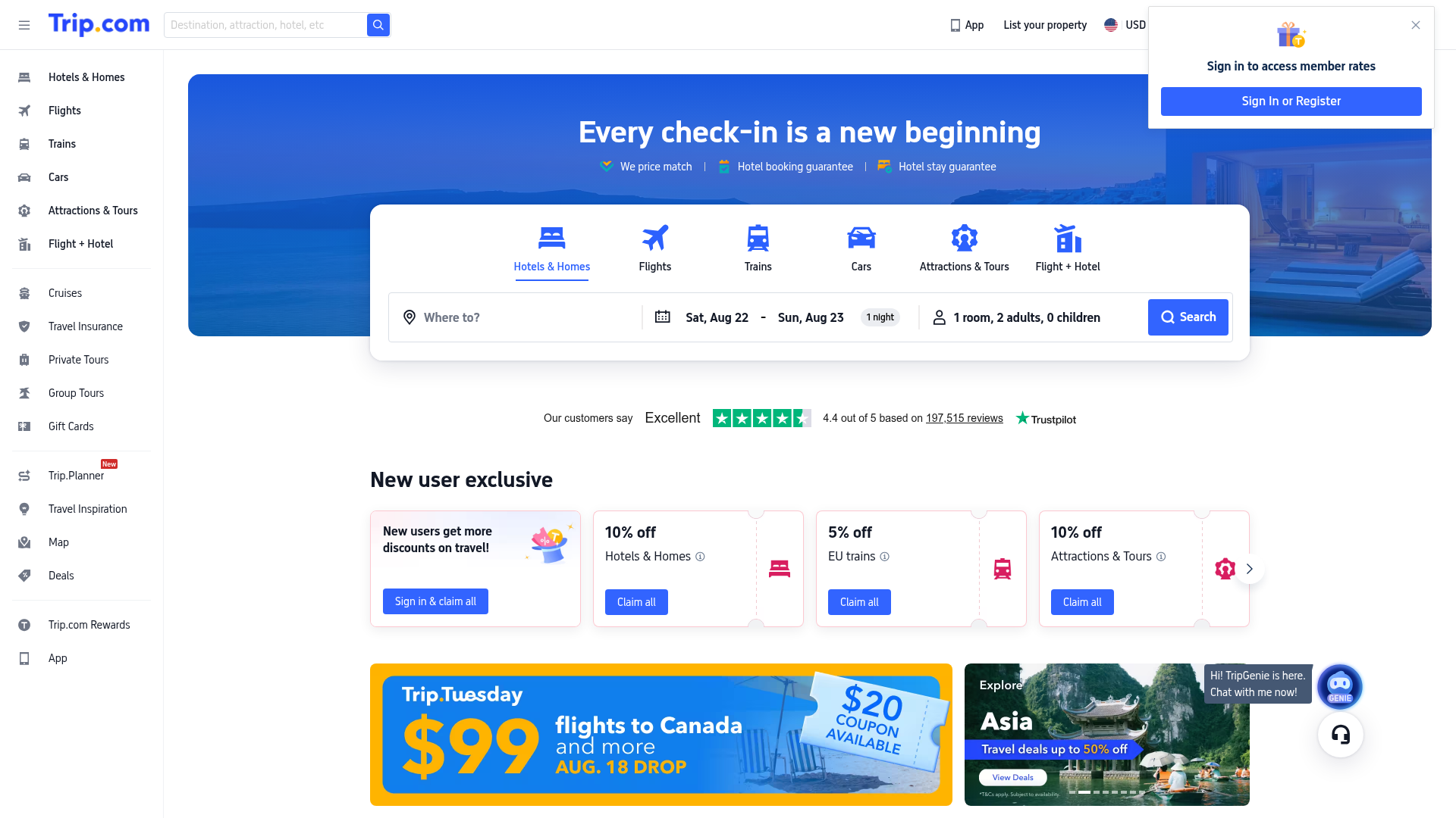 Screenshot van us.trip.com