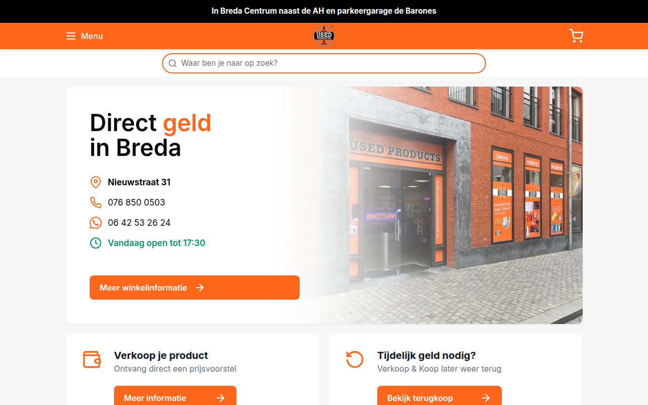 Screenshot van usedproductsbreda.nl