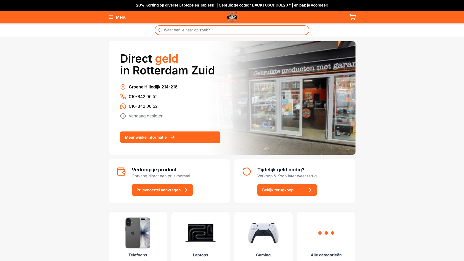 Screenshot van usedproductsrotterdamzuid.nl