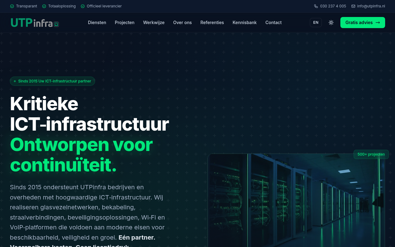 Screenshot van utpinfra.nl