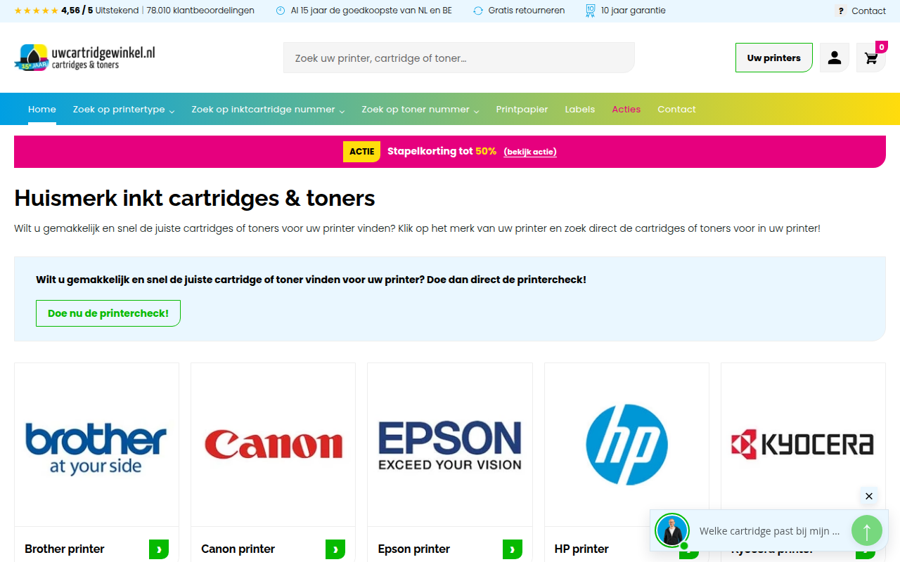 Screenshot van uwcartridgewinkel.nl