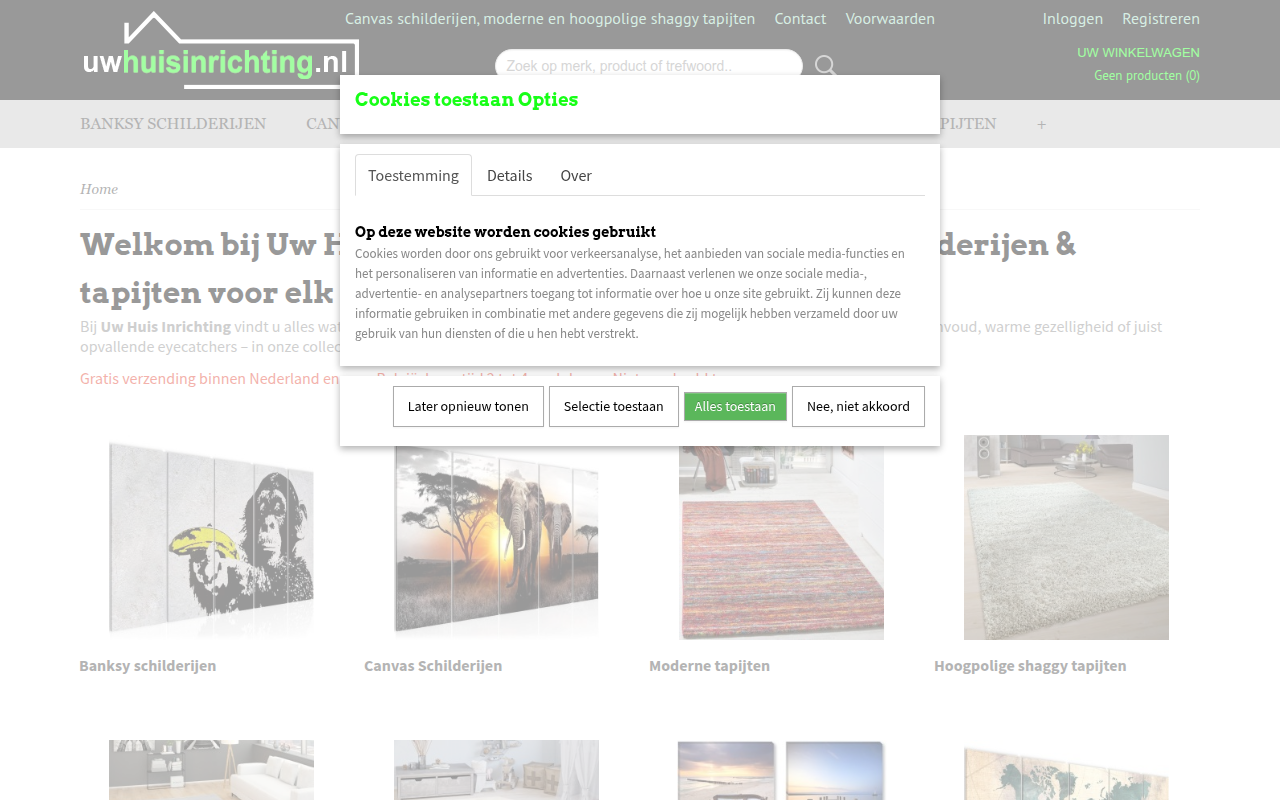 Screenshot van uwhuisinrichting.nl