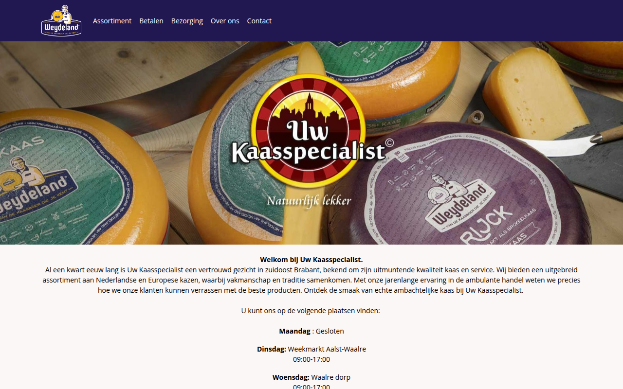 Screenshot van uwkaasspecialist.nl