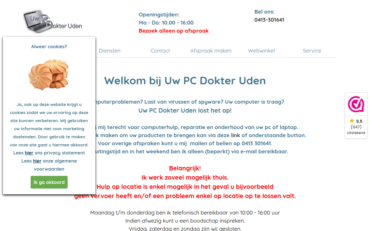 Screenshot van uwpcdokteruden.nl