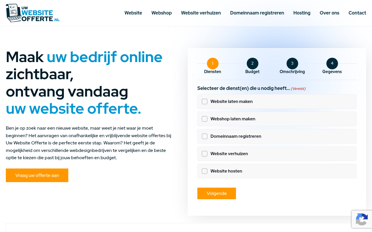 Screenshot van uwwebsiteofferte.nl