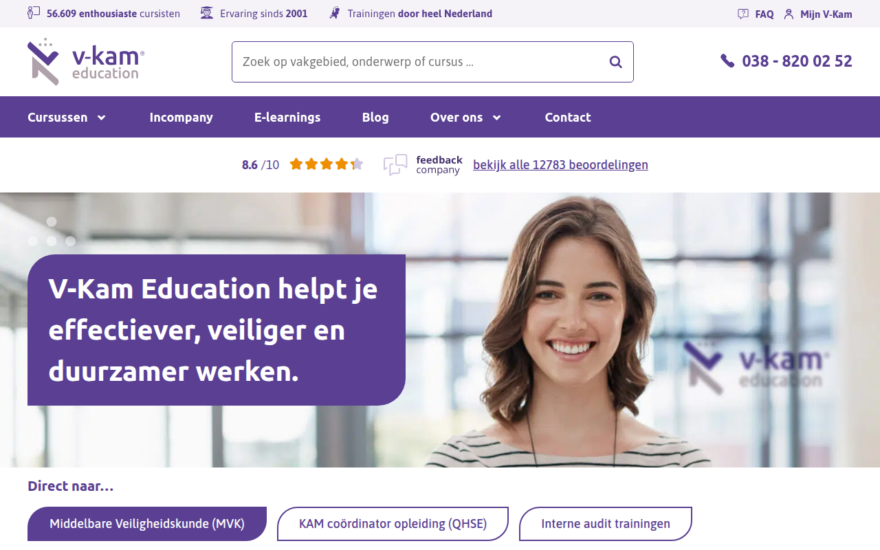 Screenshot van v-kam.nl