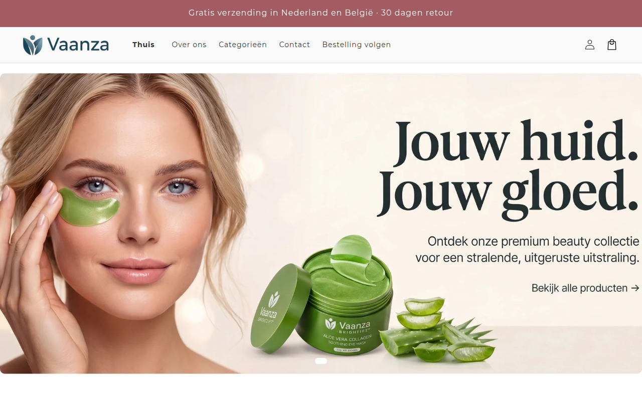 Screenshot van vaanza.nl