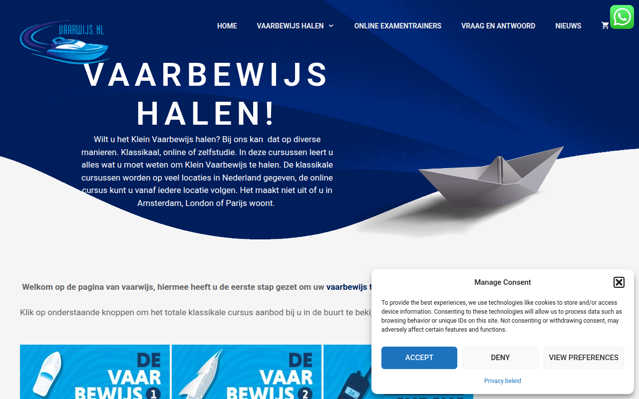 Screenshot van vaarwijs.nl