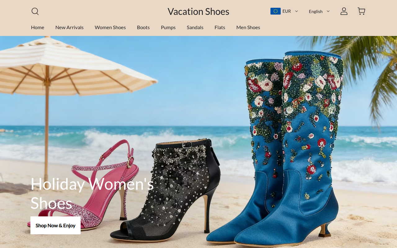 Screenshot van vacationshoes.com