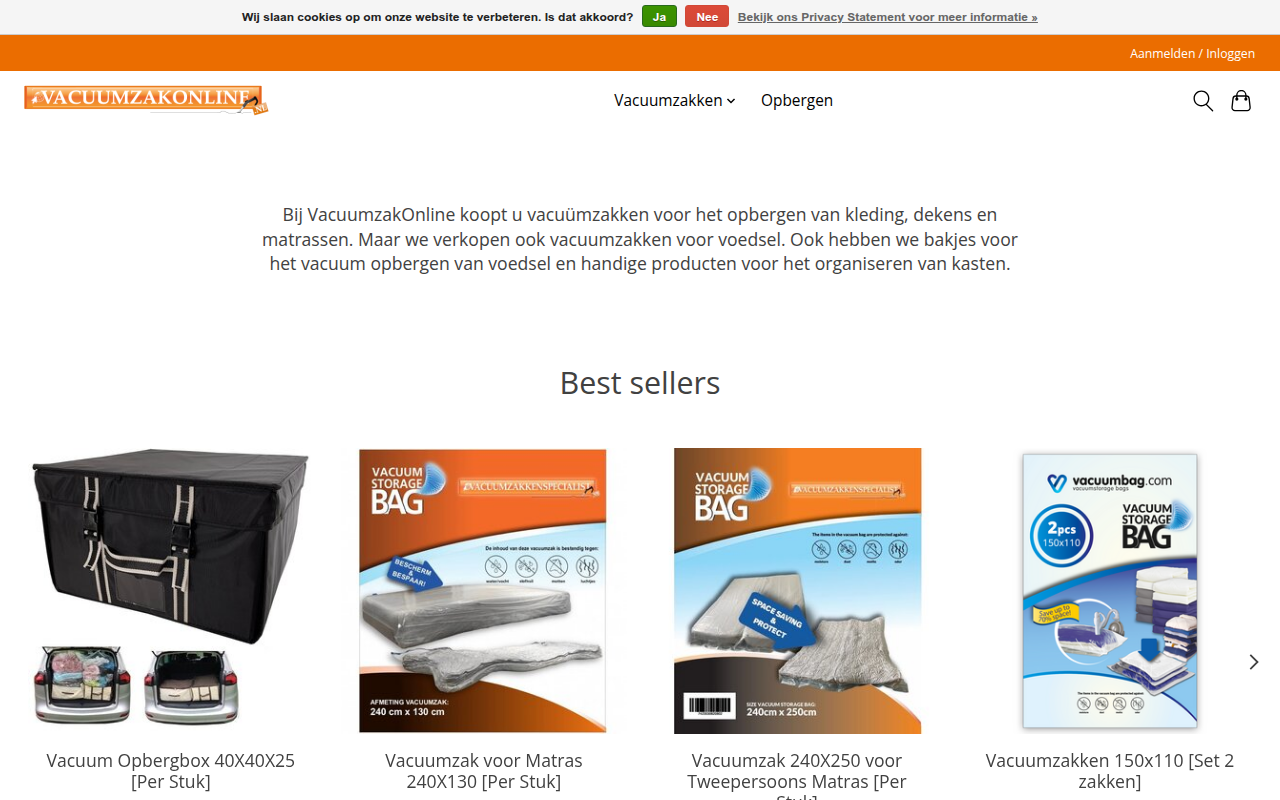 Screenshot van vacuumzakonline.nl