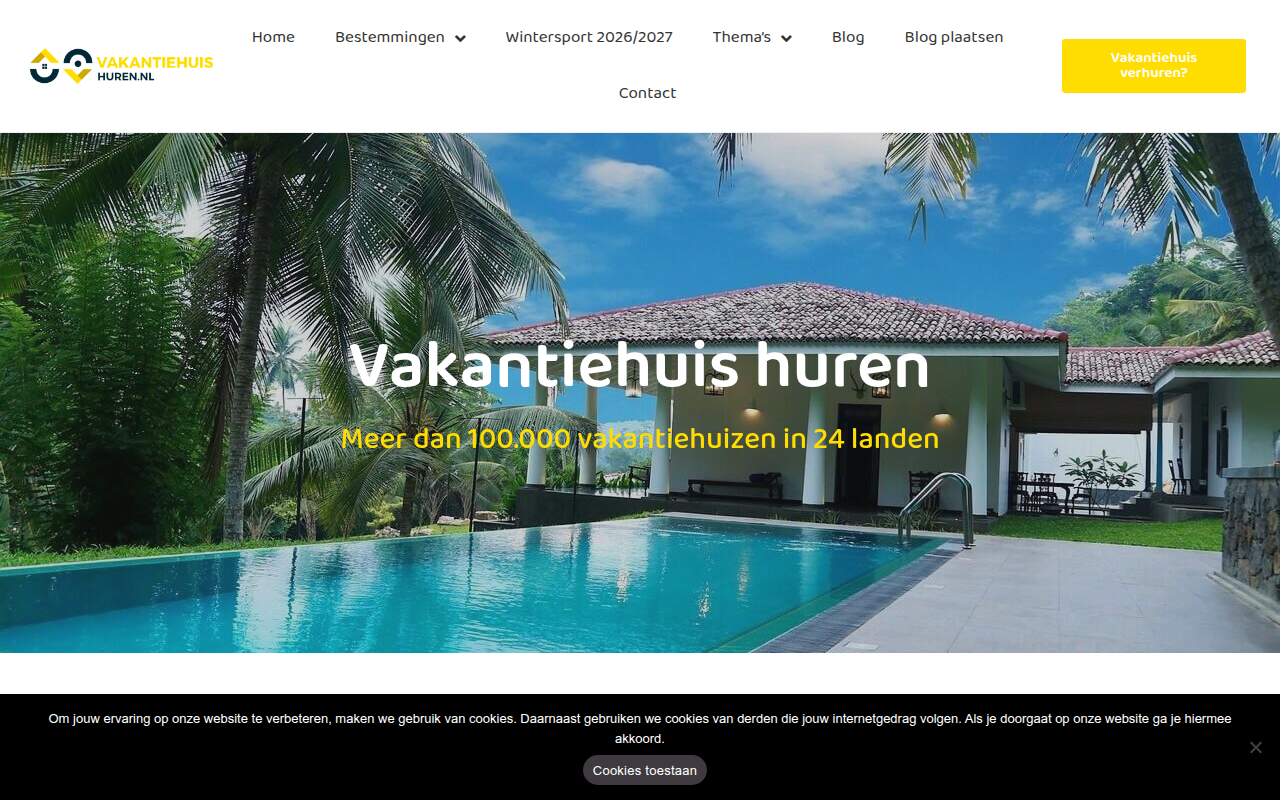 Screenshot van vakantiehuishuren.nl